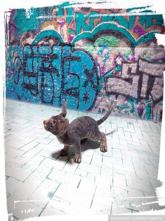 Котёнок породы сфинкс — Валяные игрушки из шерсти: сухое валяние (фото 10)