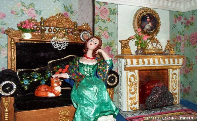 Кукольная миниатюра. Комната с камином