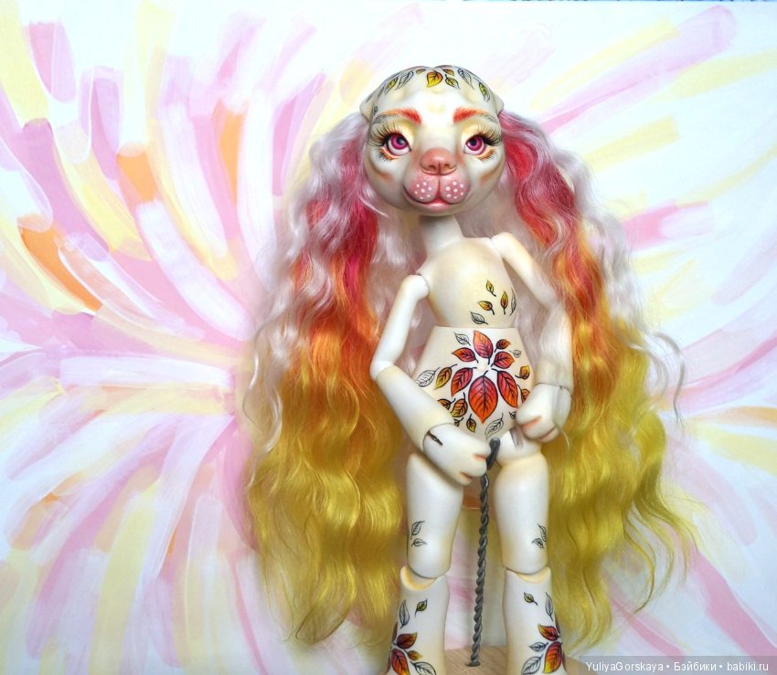 Алеера - bjd собачка в осенних огненных тонах