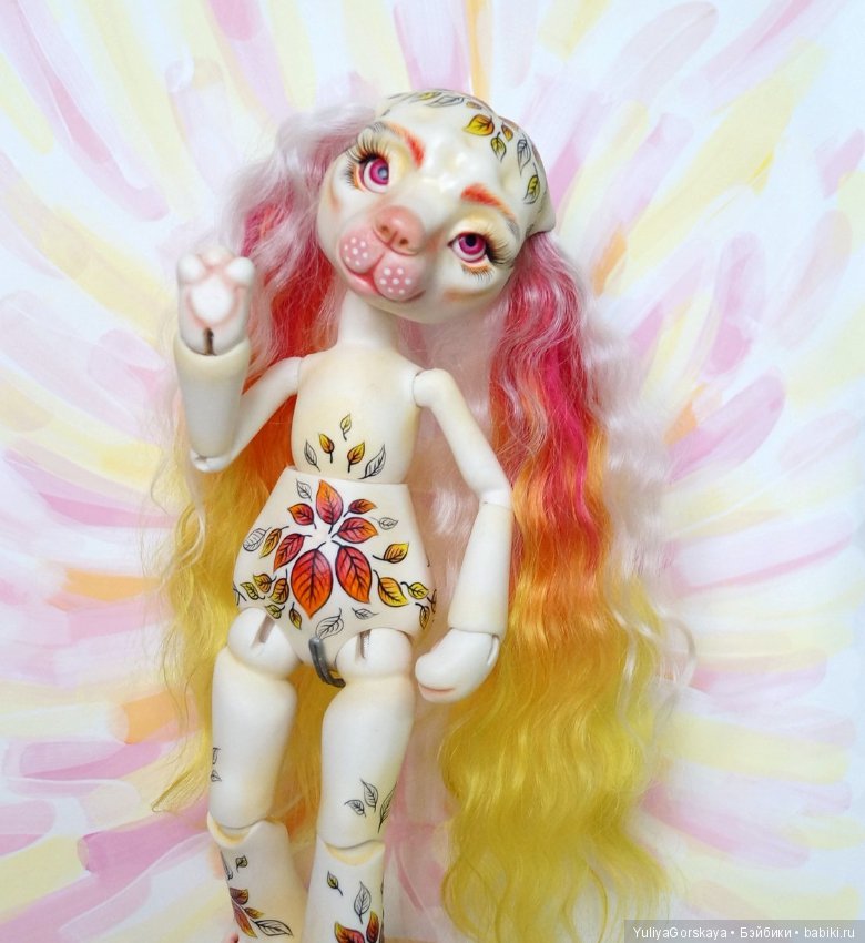 Алеера - bjd собачка в осенних огненных тонах (фото 5)