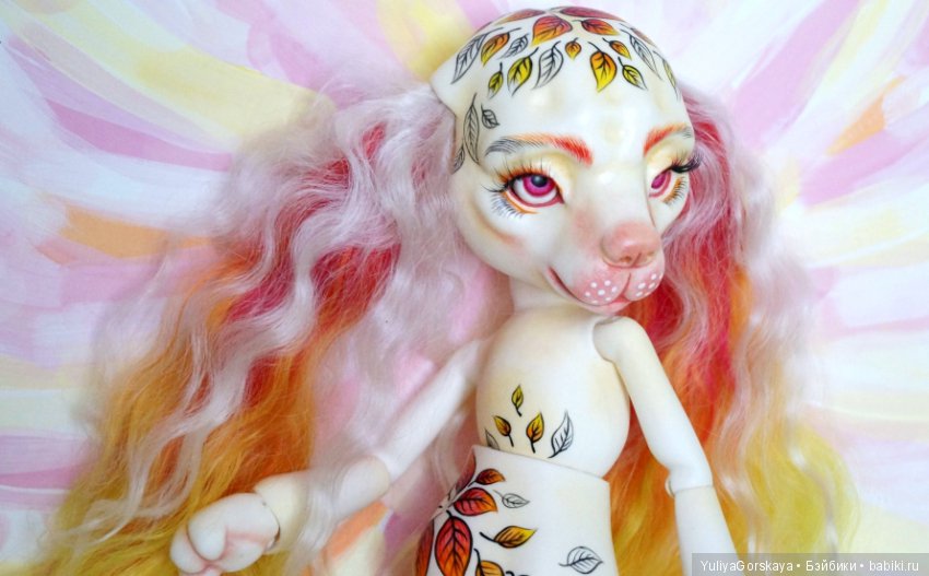 Алеера - bjd собачка в осенних огненных тонах (фото 8)