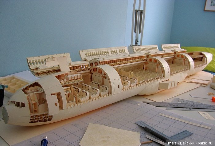Бумажная репродукция самолета Boeing 777 в масштабе 1:60