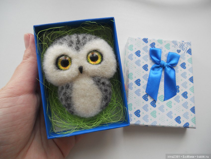 Совушка брошь — Валяные игрушки из шерсти: сухое валяние (фото 4)