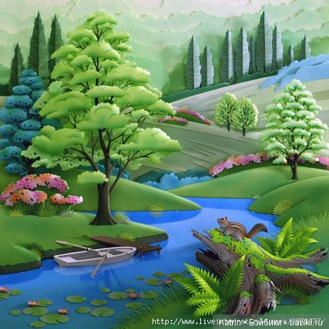 Уникальные картины в технике Бумагопластика от Hideharu Naitoh