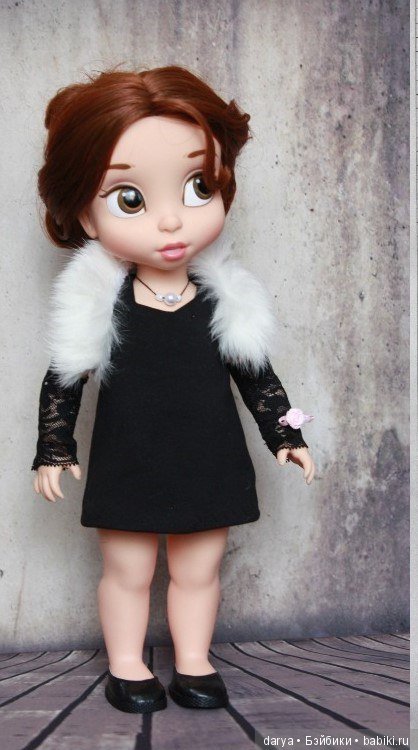 Выкройка черного трикотажного платья для кукол Дисней Аниматорс от Марины Быковой (фото 3)