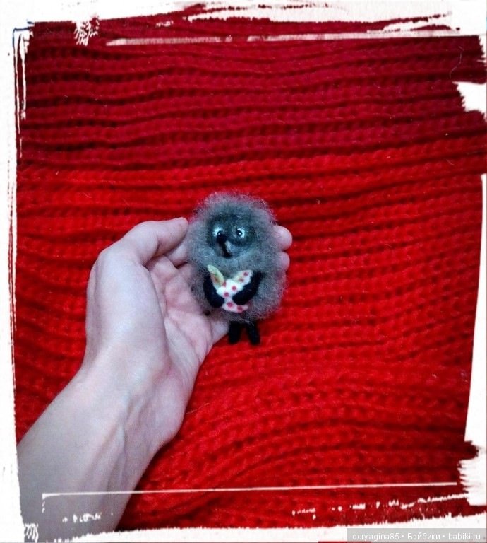 Брошь Ёжик в тумане — Валяные игрушки из шерсти: сухое валяние