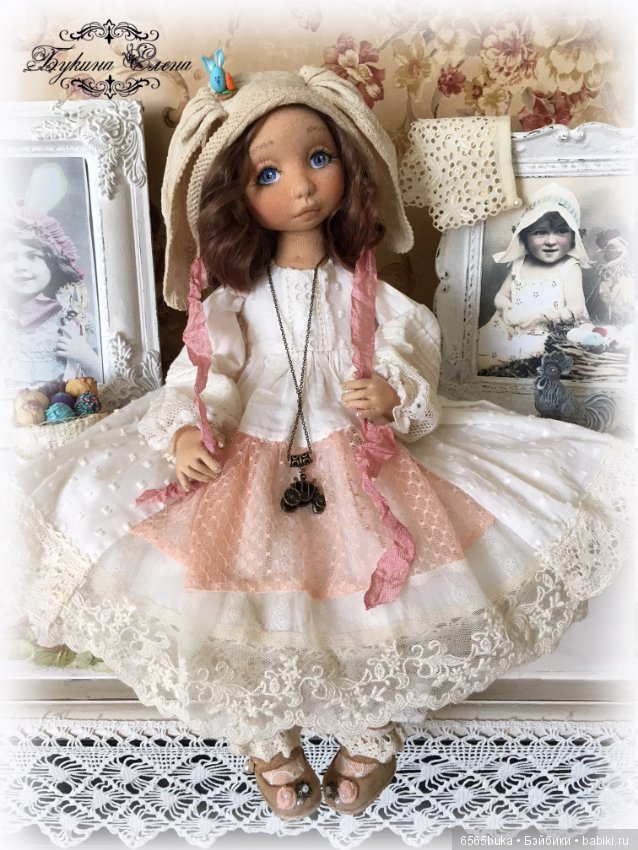 Пасхальная малышка, коллекционная текстильная кукла (фото 2)