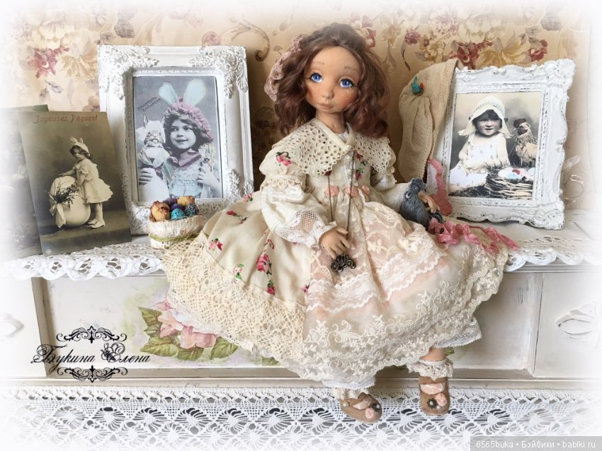 Пасхальная малышка, коллекционная текстильная кукла
