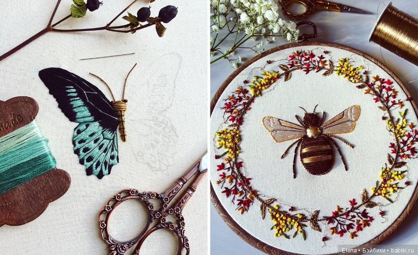 Металлические вышитые насекомые (фото 6)