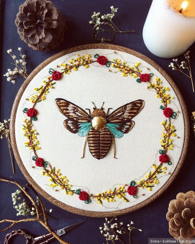 Металлические вышитые насекомые (фото 8)