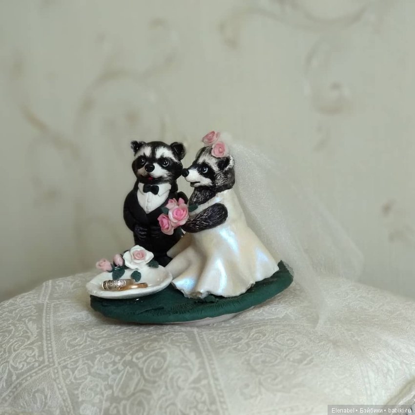 Енотики-жених и невеста — Лепка авторских игрушек и папье (фото 2)