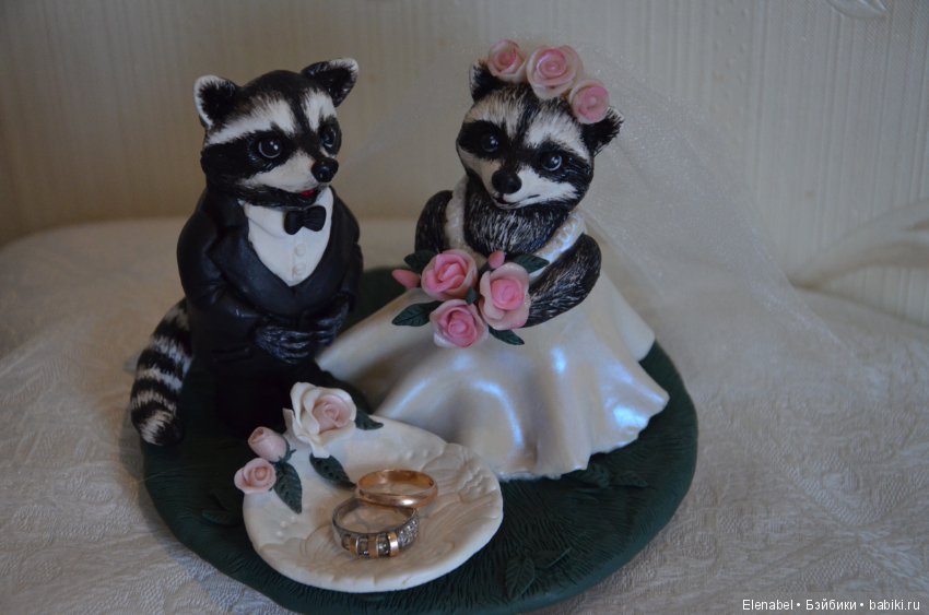 Енотики-жених и невеста — Лепка авторских игрушек и папье