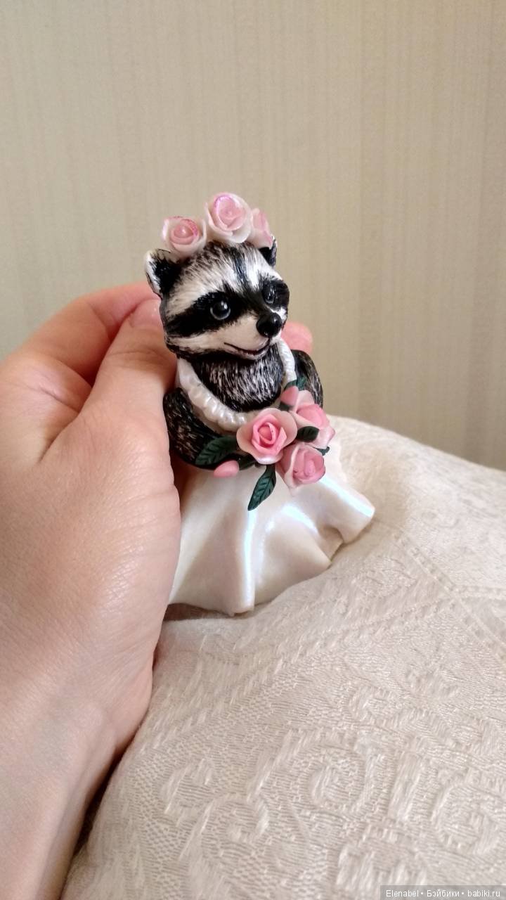 Енотики-жених и невеста — Лепка авторских игрушек и папье (фото 7)