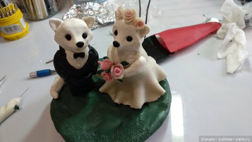 Енотики-жених и невеста — Лепка авторских игрушек и папье (фото 4)
