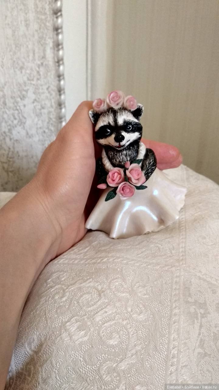 Енотики-жених и невеста — Лепка авторских игрушек и папье (фото 8)