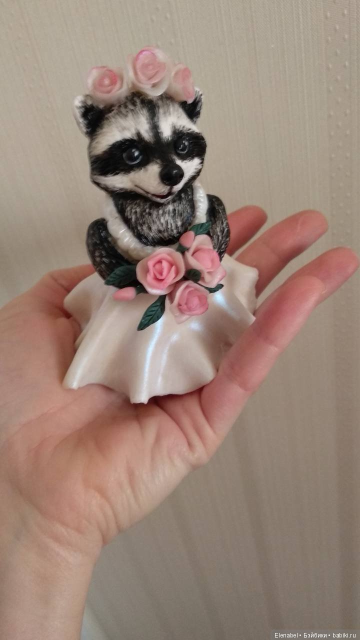 Енотики-жених и невеста — Лепка авторских игрушек и папье (фото 5)