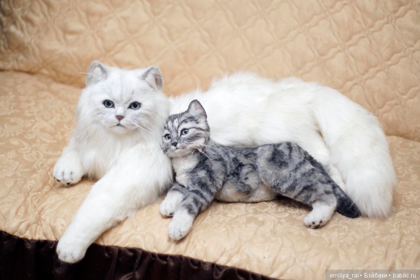 Полосатый котенок — Игрушки в смешанной технике (мех и глина): Арт