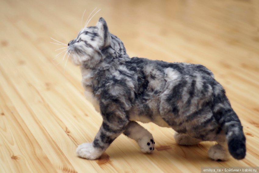 Полосатый котенок — Игрушки в смешанной технике (мех и глина): Арт (фото 5)