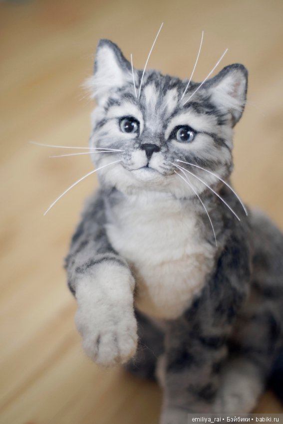 Полосатый котенок — Игрушки в смешанной технике (мех и глина): Арт (фото 4)