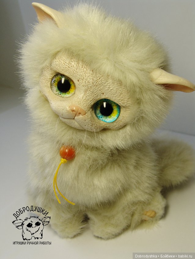 Котенок! Глянцевый носик — Игрушки в смешанной технике (мех и глина): Арт (фото 7)