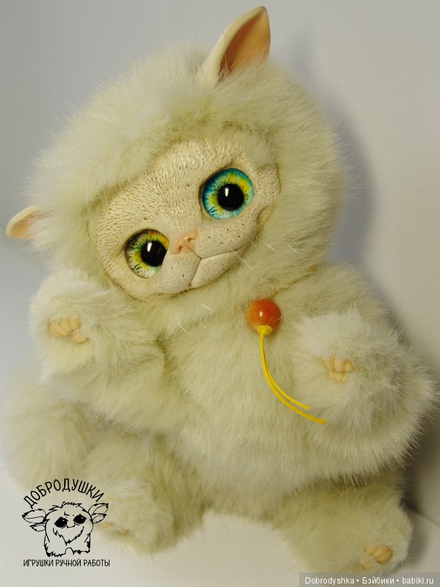 Котенок! Глянцевый носик — Игрушки в смешанной технике (мех и глина): Арт (фото 9)