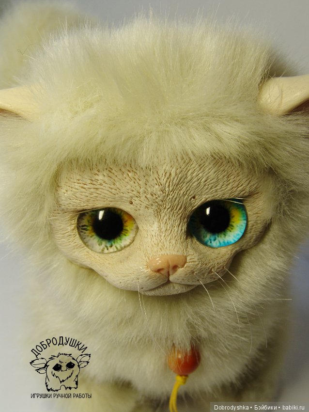Котенок! Глянцевый носик — Игрушки в смешанной технике (мех и глина): Арт (фото 2)