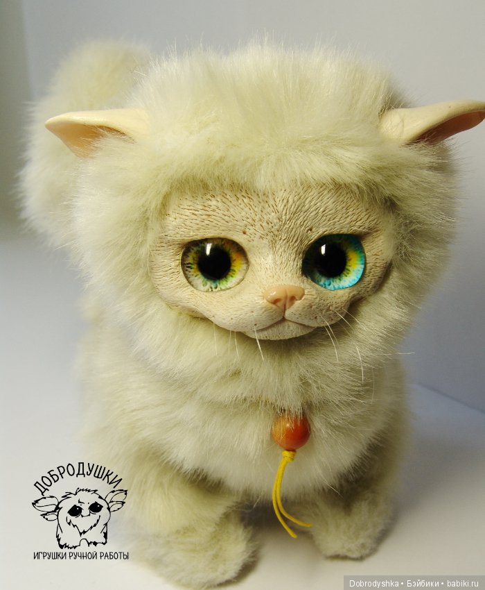 Котенок! Глянцевый носик — Игрушки в смешанной технике (мех и глина): Арт