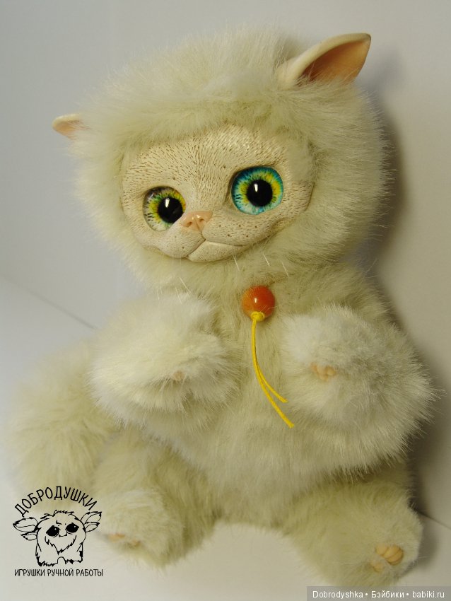 Котенок! Глянцевый носик — Игрушки в смешанной технике (мех и глина): Арт (фото 8)