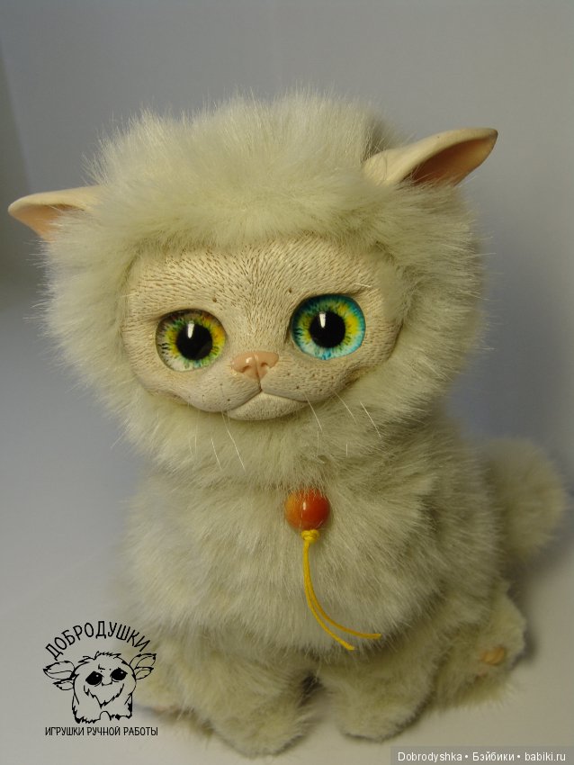Котенок! Глянцевый носик — Игрушки в смешанной технике (мех и глина): Арт (фото 6)