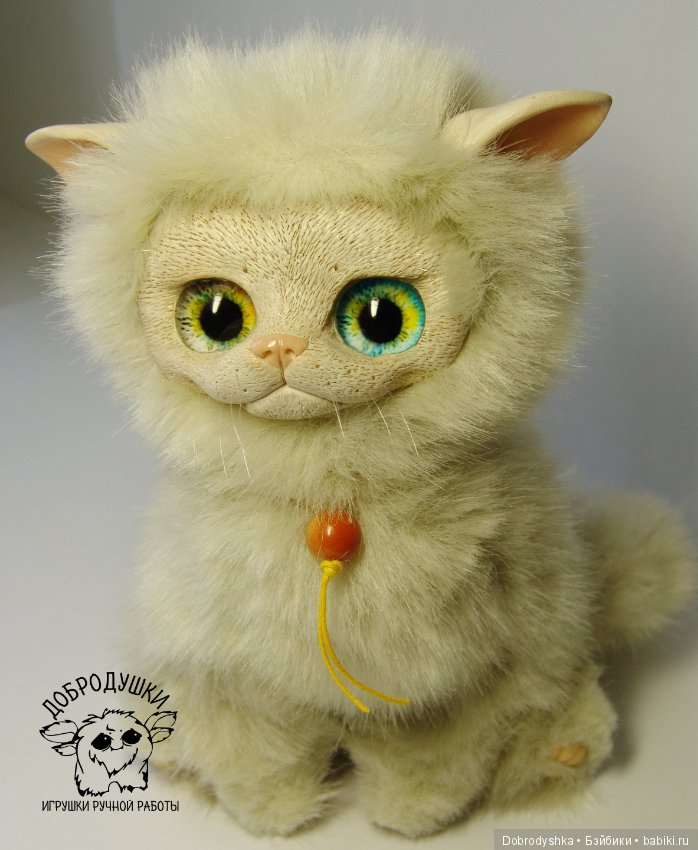 Котенок! Глянцевый носик — Игрушки в смешанной технике (мех и глина): Арт (фото 5)