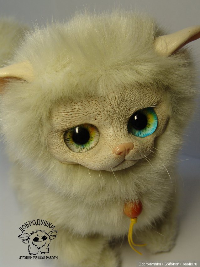 Котенок! Глянцевый носик — Игрушки в смешанной технике (мех и глина): Арт (фото 3)