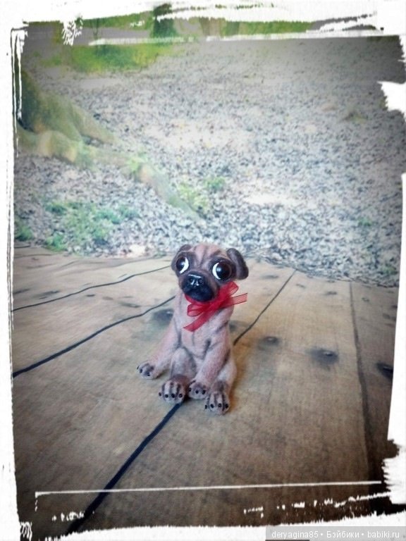 Мини мопс — Валяные игрушки из шерсти: сухое валяние (фото 3)