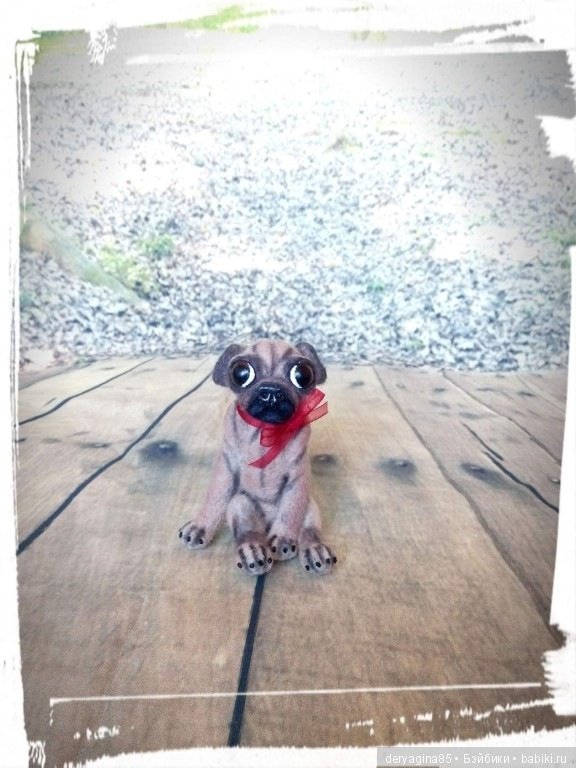 Мини мопс — Валяные игрушки из шерсти: сухое валяние (фото 6)