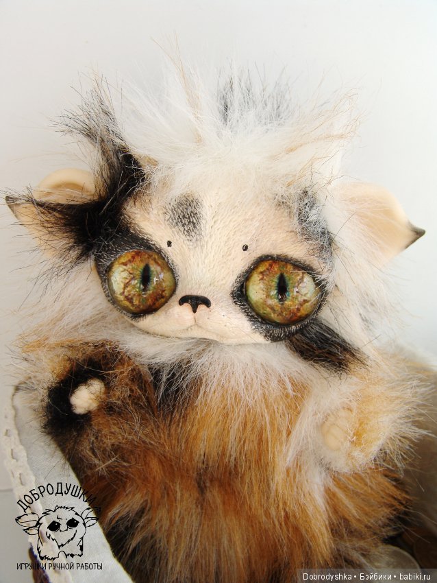 Котенок Чумачечинка — Игрушки в смешанной технике (мех и глина): Арт (фото 3)