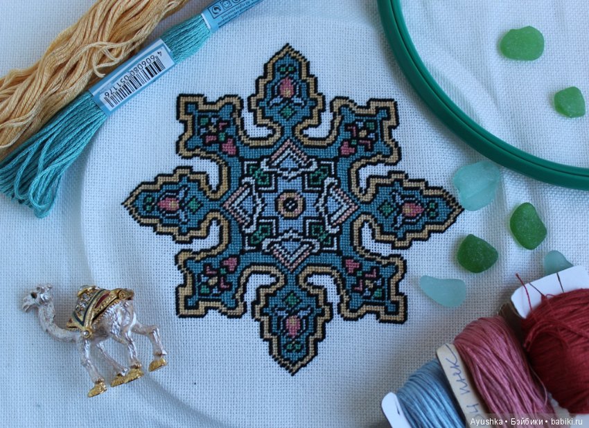 Почти персидский, но в миниатюре! Вышитый ковер для коллекционного кукольного дома (фото 2)