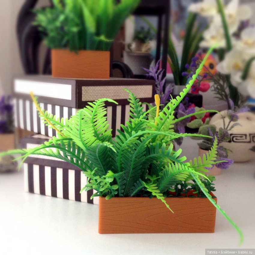 Растения, снова комнатные растения и цветы для кукольного интерьера