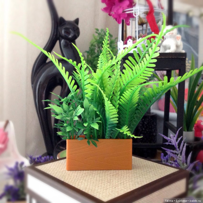 Растения, снова комнатные растения и цветы для кукольного интерьера