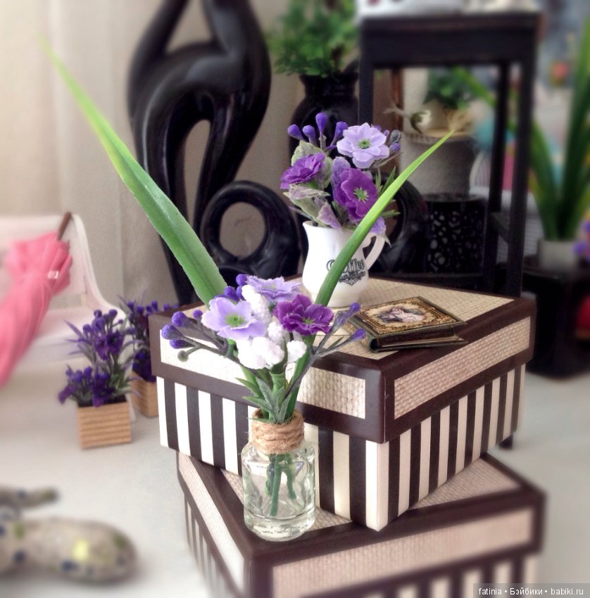 Растения, снова комнатные растения и цветы для кукольного интерьера