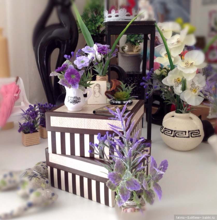 Растения, снова комнатные растения и цветы для кукольного интерьера