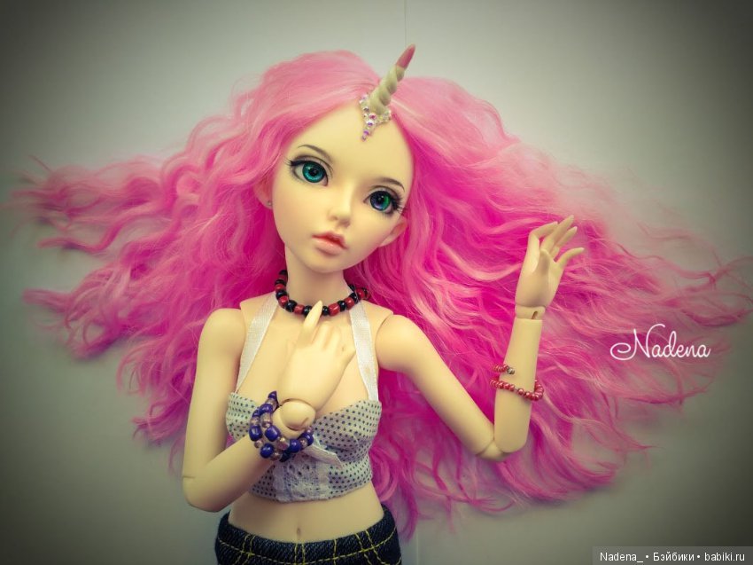 Парик из козочки с рогом — Одежда и обувь для кукол BJD (БЖД): 1/3