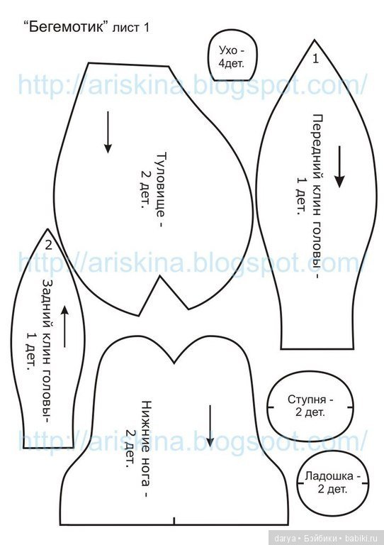Мотя - Бегемотя. Автор выкройки игрушки Elena Evidaida (фото 2)