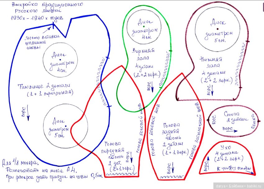 Выкройка русского, советского мишки 1930-х годов от Наталии Шепель (фото 5)