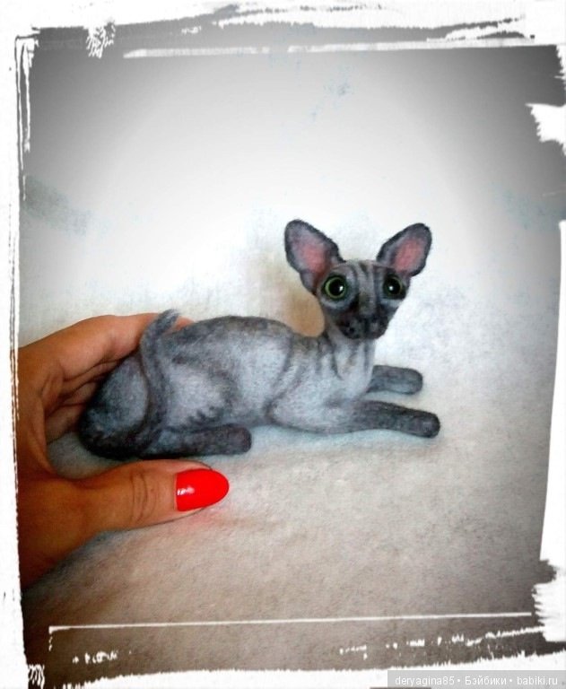 Мини сфинкс — Валяные игрушки из шерсти: сухое валяние (фото 7)