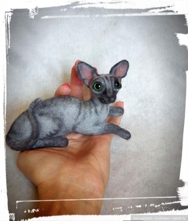 Мини сфинкс — Валяные игрушки из шерсти: сухое валяние (фото 5)