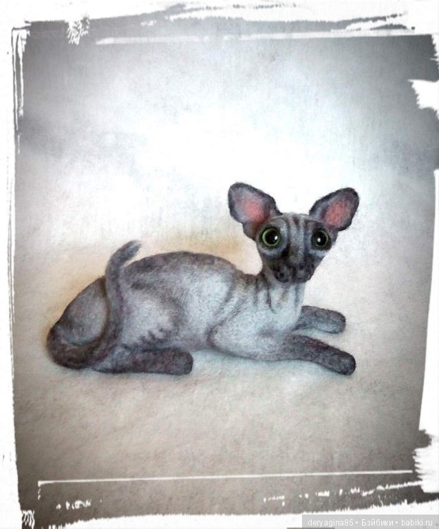 Мини сфинкс — Валяные игрушки из шерсти: сухое валяние (фото 3)