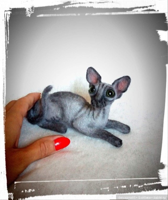 Мини сфинкс — Валяные игрушки из шерсти: сухое валяние (фото 8)