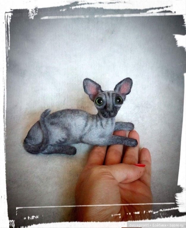 Мини сфинкс — Валяные игрушки из шерсти: сухое валяние (фото 6)