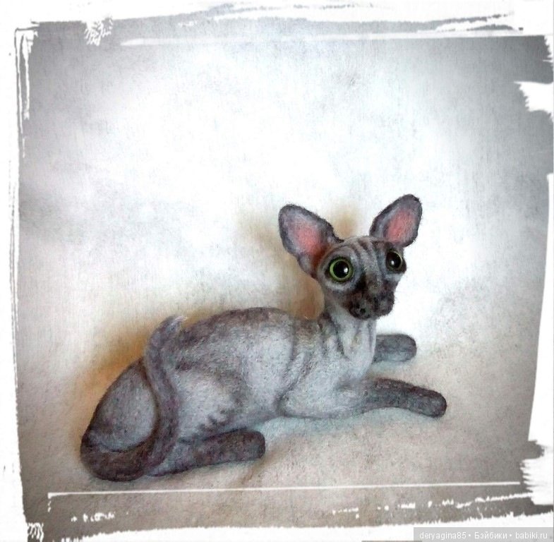 Мини сфинкс — Валяные игрушки из шерсти: сухое валяние (фото 4)