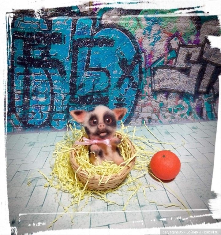 Поросёнок — Валяные игрушки из шерсти: сухое валяние (фото 4)