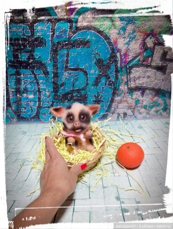 Поросёнок — Валяные игрушки из шерсти: сухое валяние